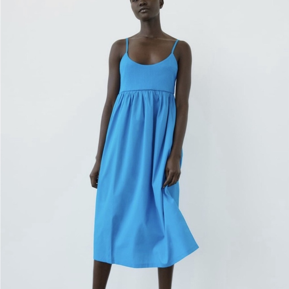 Zara Blue Midi Dress, SIZE M